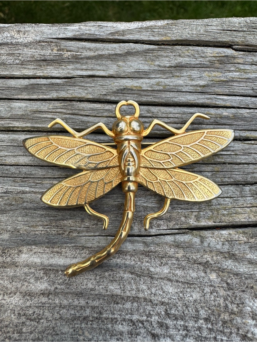 Vintage Gold Dragonfly Brooch - Shimmering Gold Tones